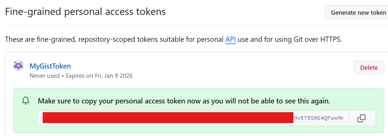Save your token in a save spot