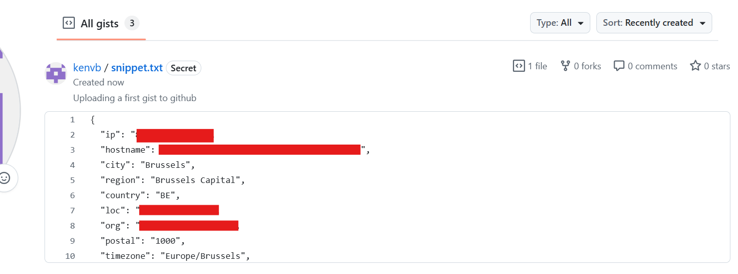 Contents of your gists