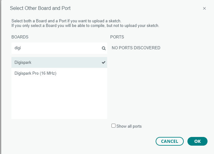 Board selection menu